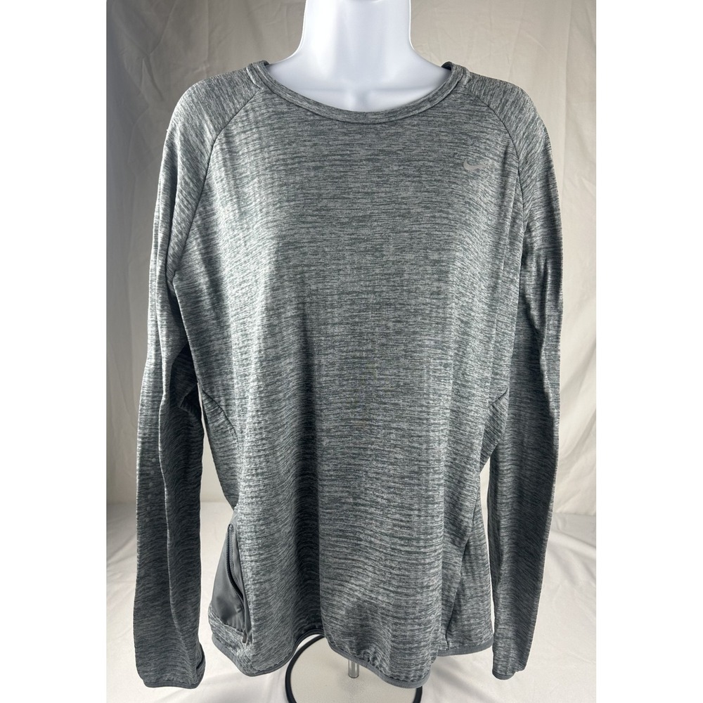 NEW Nike Thermal Long‎ Sleeve Dri Fit Crewneck Running Shirt Grey Womens XL
